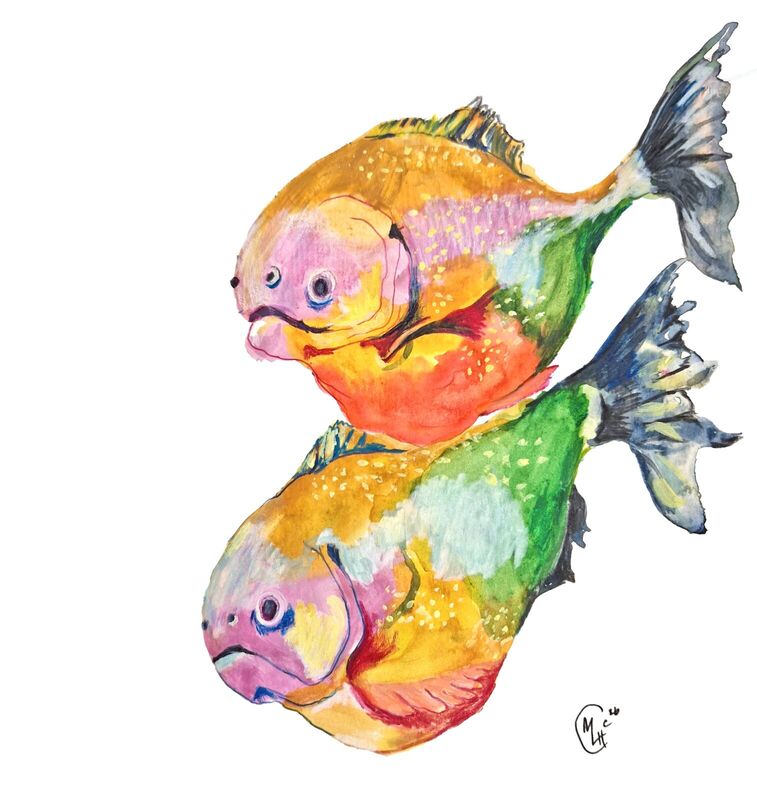 Funny Fish, watercolour