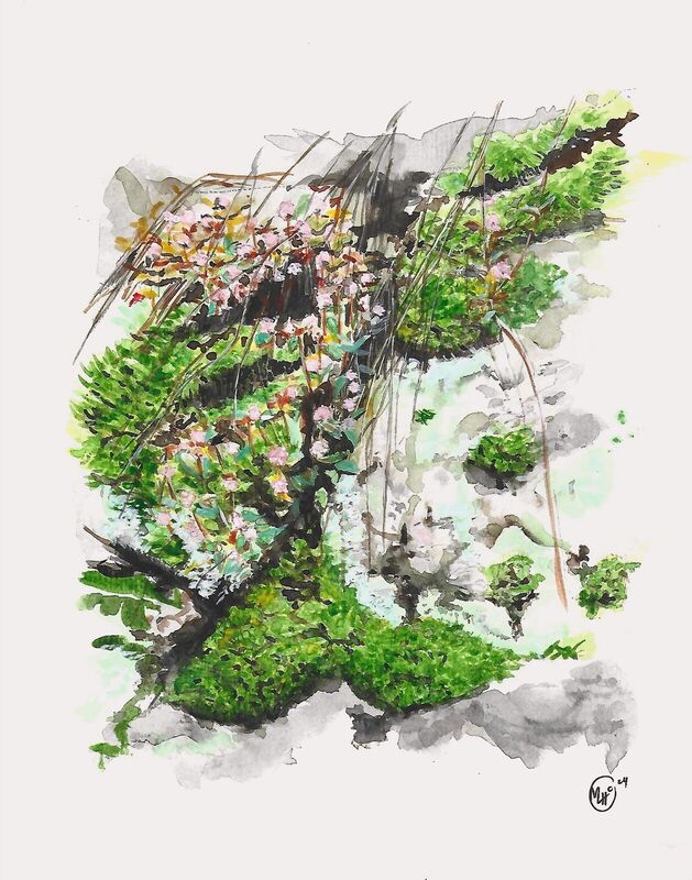 Japanese Wall, watercolour